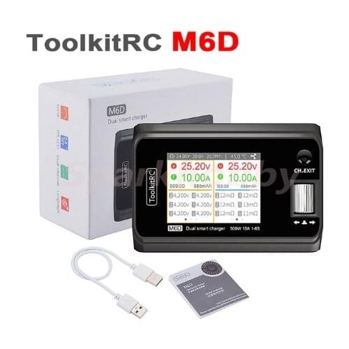 ToolkitRC M6D 15Ax2 500W DC Dual-channel Mini Charger Discharger With ToolkitRC AC 180W Power Adapter