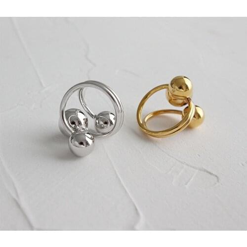Punk Hip Hop Personality Special Unusual Designer Ball Silver Color Gold Ring For Women Fashion Jewelry Gift