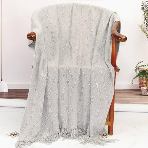 Knitted Nordic Blanket Office Soft Women Nap Wraps Plaid Decor Tassel Weave Home Hotel Sofa Cover Bedding Blankets