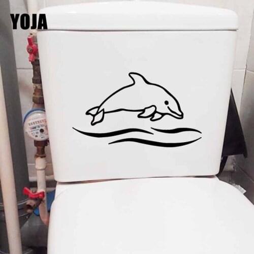 YOJA 23.3X13.4CM Wall Decal Toilet Sticker Cute Dolphin Playing In Baby Room Home Decoration T5-0325