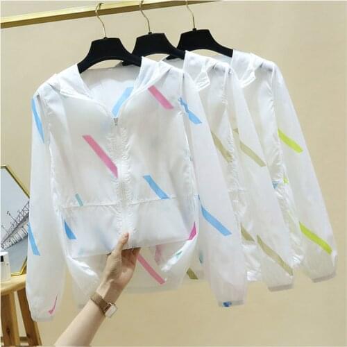 New Summer Sunscreen Clothing Hooded Womens Coat With Zipper Pockets Fashion Pink White Womens Spring Jackets 2021 Windbreaker
