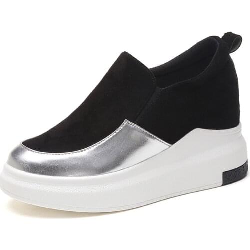 No Sip Woman High Heels Platform Ladies Sneakers Breathable Women Casual Shoes Fashion Brand Height Increasing Leisure Shoes Pu