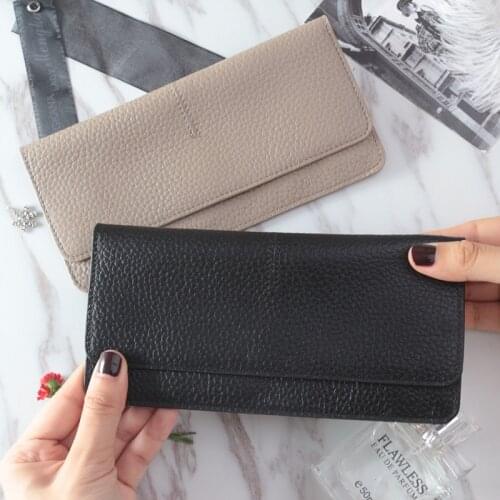 Female Long Women Purses Zipper Card Holder Genuine Leather Women Wallet Fashion Solid Color Coin Purse Multifunctional Cowhide