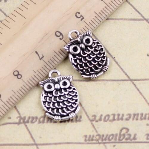 10pcs Charms Double Sided Lovely Owl 18x13mm Tibetan Bronze Silver Color Pendants Antique Jewelry Making DIY Handmade Craft