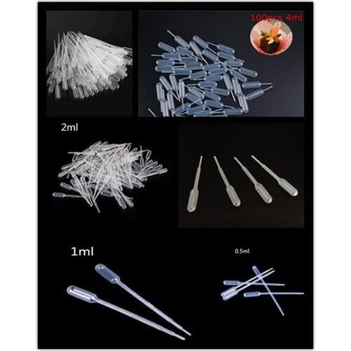 100PCS Practical 0.2 0.5 1 2 3 4ml Transparent Pipettes Disposable safe Plastic Eye Dropper Transfer Graduated Pipettes