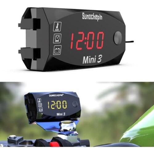 12V 3 In 1 Digital LED Display Meters Voltmeter Clock Multifunction Thermometer Indicator Gauge Panel Meter For Car Motorcycle