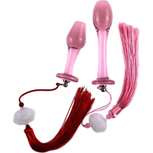2 Sizes Wine Glass Pink Glass Anal Plug Vaginal Massage Expander Masturbation Stimulation Vaginal Flirt Sex Couples Toys