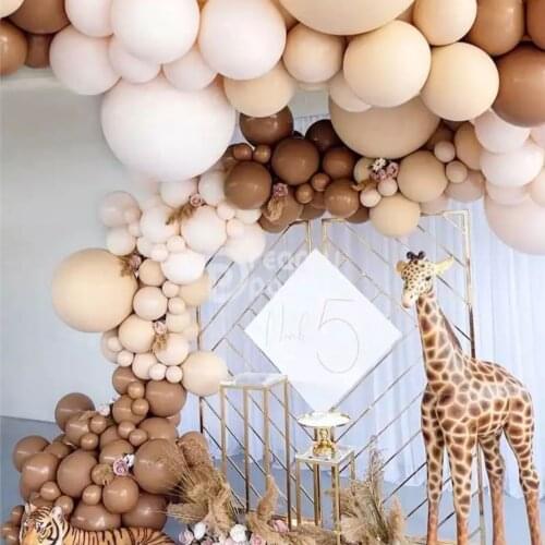 2021 Brown retro balloon chain set birthday scene atmosphere layout dessert table background props wedding decoration arch