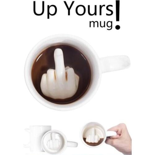 300ml Up Yours Mug Thumbs Up Ceramic Mug Middle Finger Milk Tea Cup Funny Coffee Mug Water Cup Gift Creative Design