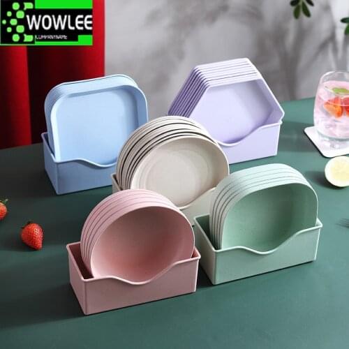 5pc Wheat Straw Tableware Reusable Household Dishware Seasoning Solid Soybean Dish Sauce Salt Snack Small Plate Kitchen Supplies