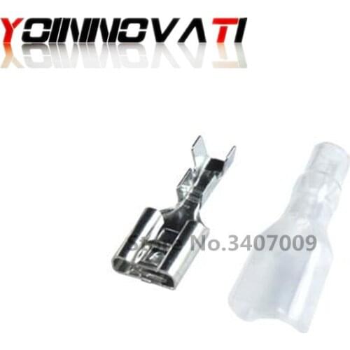 500pcs 6.3 mm with transparent sheath inserted spring 6.3mm Female connector terminal Faston with insulator for wire