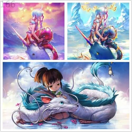 5d Diy Diamond Painting Spirited Away Anime Square/round Diamond Embroidery Needle And Cross Stitch Mosaic Home Decoration