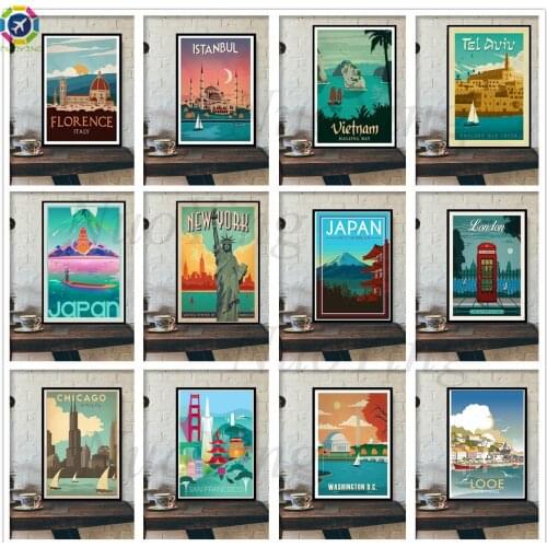 Diamond Painting 5D World Travel City New York Vietnam Retro Landscape Poster Diamond Embroidered Wall Artist Home Decoration