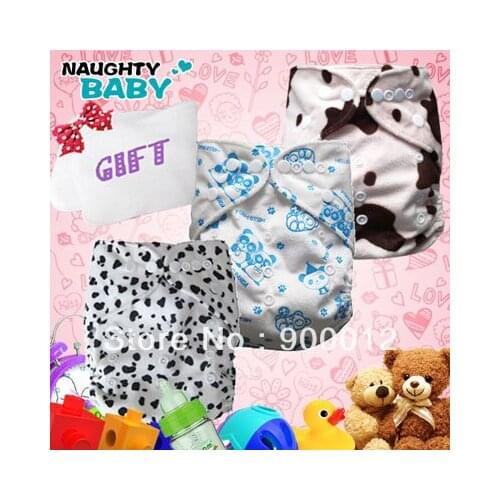 Free Shipping Minky Baby Diapers 30 sets(1+1)+10 microfiber insert Printed Baby Infant Cloth Diaper AIO Reusuable Nappy +GIFT