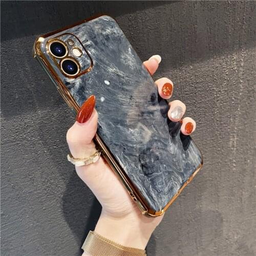For iPhone 11 Case Luxury Marble Texture Electroplated Gold Plated Cases for iPhone 11 12 Pro Max 7 8 Plus XS XR X SE 2020 Capa