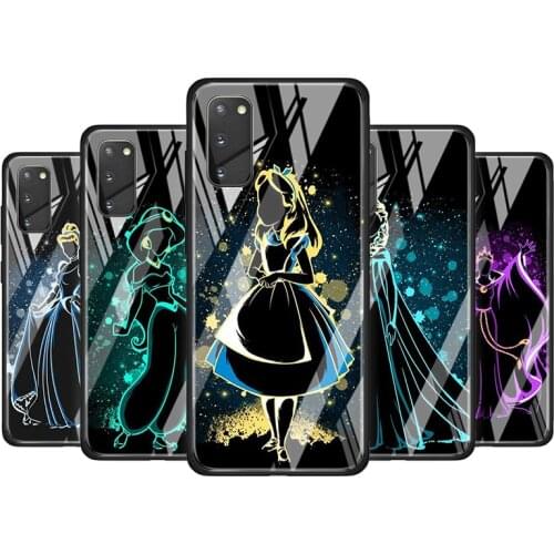 Elsa Ariel Princess Tempered Glass Cover For Samsung Galaxy S20 S10 S9 S8 S10E FE Ultra Plus Lite Phone Case