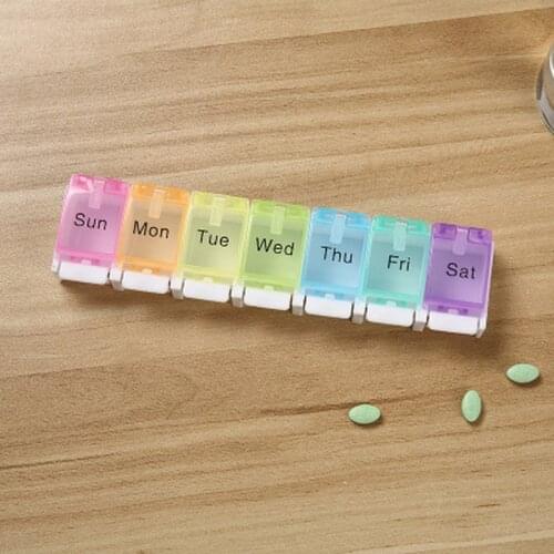Durable 7 Day Weekly Pill Medicine Storage Box Portable Practical Multi-functional Tablet Rainbow Organizer Case Splitter