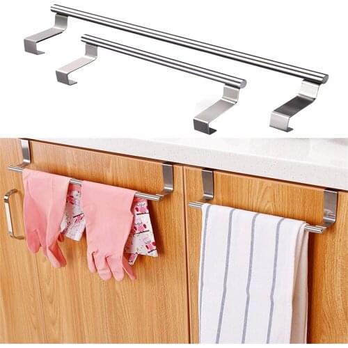 Towel Holder Stainless Steel Bathroom Holder Rack Door Hanging Organizer Shelf Towel Hanger Towel Rack Kitchen Storage Shelf