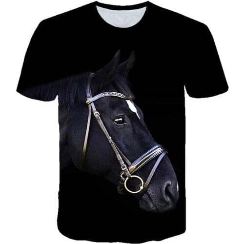 Animal Horse 3D Printed T-shirt Men Women off white T Shirts Streetwear men clothing tshirt Fashion Unisex black short-sleeved