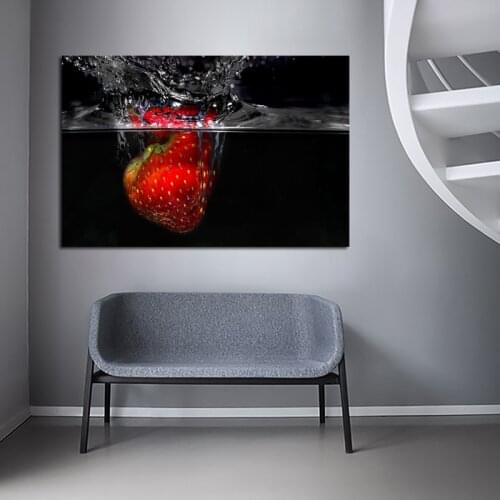Canvas Painting Fresh Fruit in Water Pictures Tomato Strawberry Wall Posters for Kitchen and Living Room Home Decor Frameless