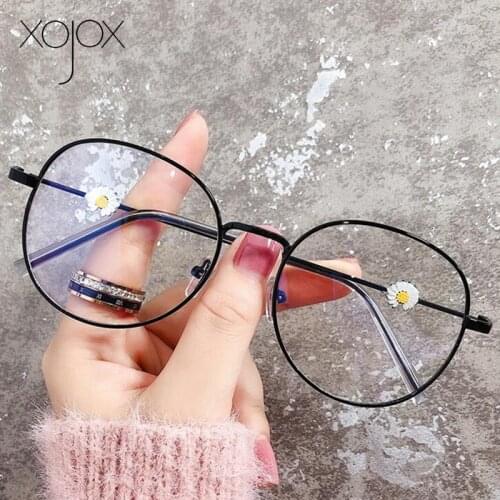 Imwete Round Womens Glasses Frame Men Anti-Blue Light Computer Spectacles Fashion Daisy Optical Eyeglasses