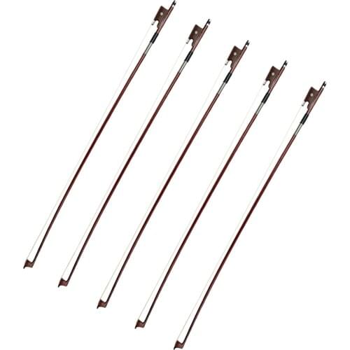Finest Set/5pcs Wood 1/2 Violin Bows Perfect Balance Quick Response Brown