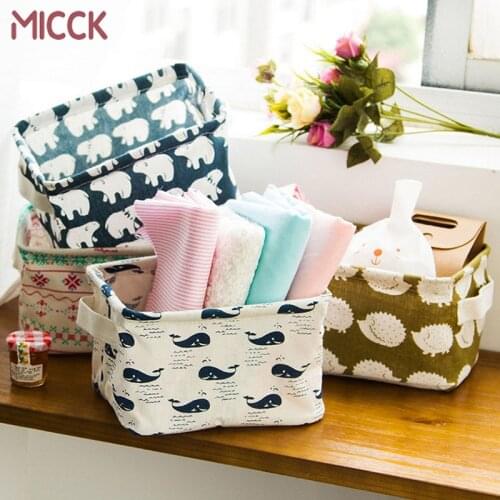 MICCK Cotton Desktop Storage Basket Sundries Underwear Storage Box DIY Office Desktop Organize Sundries Container Laundry Basket