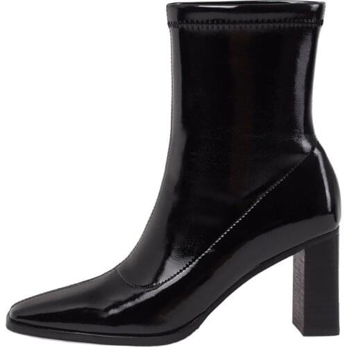 Arden Furtado 2021 Fashion Womens Shoes Winter boots Square Head Elegant Zipper Block heels Big size ankle boots 40