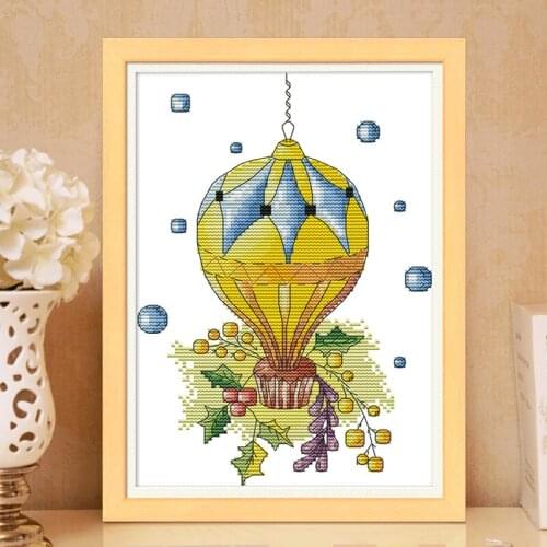 Joy Sunday Hot Air Balloon Pattern Cross Stitch Kit 14CT 11CT White Cloth Printed DMC Sewing Set Home Rest Decoration Picture