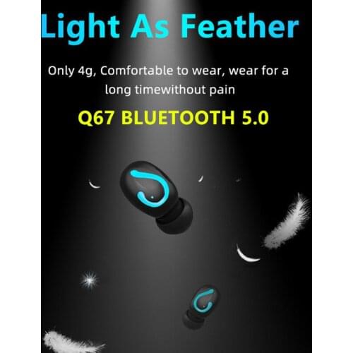 Q67 TWS Wireless Earbuds 3D Stereo Mini Bluetooth Earphone 5.0 With Dual Mic Sports Waterproof Earphones Auto Pairing Headset