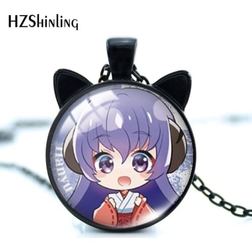 2021 New Higurashi When They Cry Pendant Necklace Cute Cat Ear Pendants Glass Dome Necklaces Handamde Jewelry