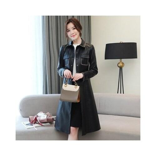 New Women Fashion Genuine Real Sheep Leather Trench R550