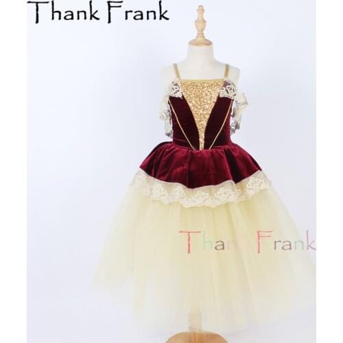 New Lace Ballet Dresses Women Girls Velvet Princess Long Tutu Dress For Dancing Kids Ballerina Costume Adult Dance Costumes C741