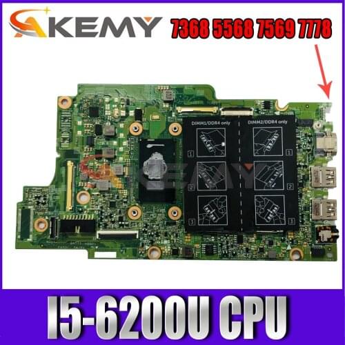 Brand NEW For Dell Inspiron 15368 7368 5568 7569 7778 Laptop Motherboard I5-6200U 15296-1 X41DX CN-0YKP87 YKP87 100% tested