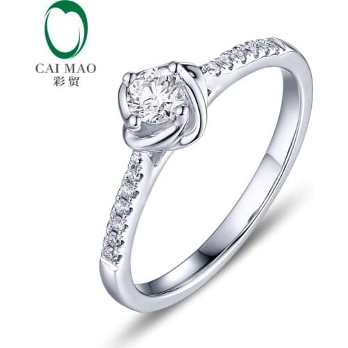 CaiMao 0.18ct Natural Brilliant Cut F VS Diamond Engagement Ring 14K White Gold Anniversary