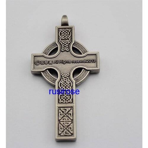 Personalized metal cross pendant custom, DIY antique cross double metal key ring