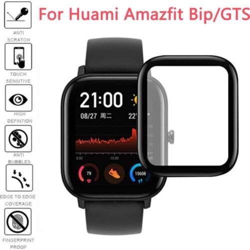 AKBNSTED Full Screen HD Screen Protective 3D Curved Edge Film For Huami Amazfit GTS/Bip/GTS 2/GTR 2/BIP S/BIP U Smart Watch Film