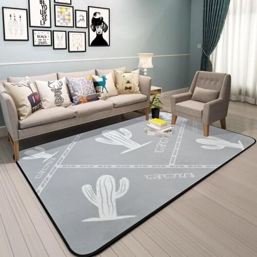 Simple Grey Cactus Carpets Living Room Crawl Rugs Bedroom Livingroom Tea Table Large Carpet Play Game Area Room Tapete Kids