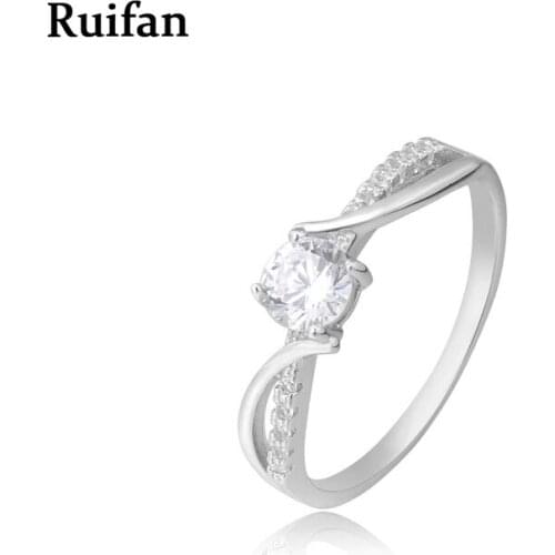 Ruifan Genuine 925 Sterling Silver Rings for Women Cubic Zirconia Wedding Engagement Ring Lady Trendy 2020 Fine Jewelry YRI001