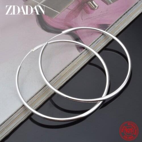 2021 New Arrival 925 Silver 50MM 60MM Hoop Earrings For Women Girls Fashion Jewelry Gift