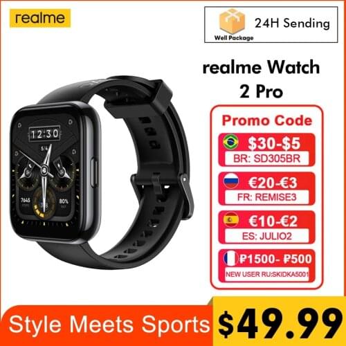 Realme Watch 2 Pro Global Version 1.75" Large Color Display IP68 Water Resistant 90 Sport Modes 14-Day Battery Life Smart Watch