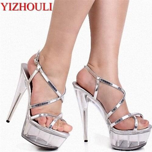 Ultra high with club roma high-heeled sandals 15 cm with hollow out bag and shoes Hate day high new nightclub shoes