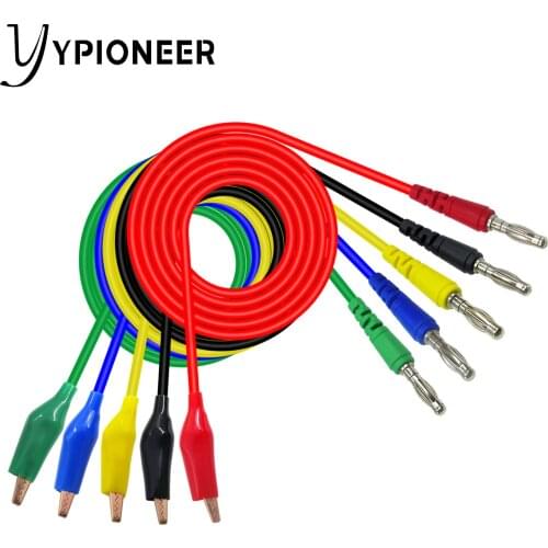 YPioneer P1042 5PCS 4mm Banana Plug to Alligator Crocodile Clips Test Leads Cable Wire 3.3ft/1m for Electrical Testing