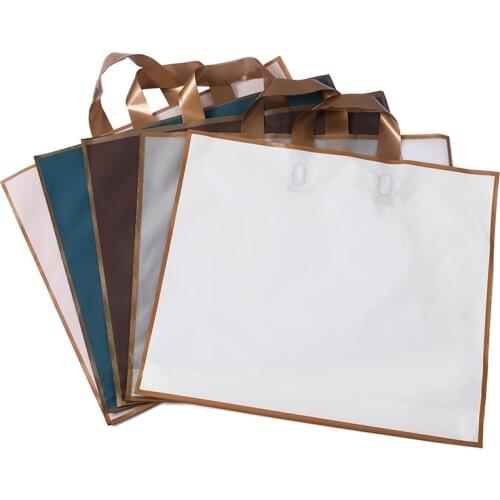 10PCS 30x25x8cm White Gold Side Womens Handbags Frosted Plastic Shopping Packaging Gift Pouches Multicolor With Custom LOGO