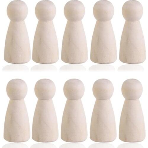 10pcs DIY Plain Blank Wooden Peg Dolls Bride Figures Wedding Cake Toppers