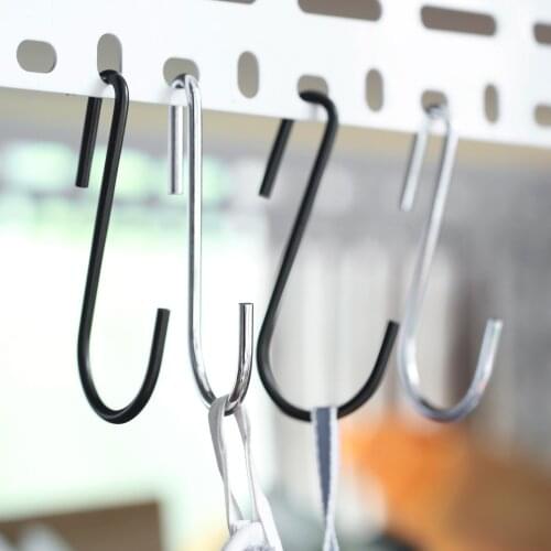10 PCS Heavy Duty Kitchen Bathroom S Shaped Hanging Hook Black Hangers For Hanging Pans Pots Bag Towels Storage Holder 90mm