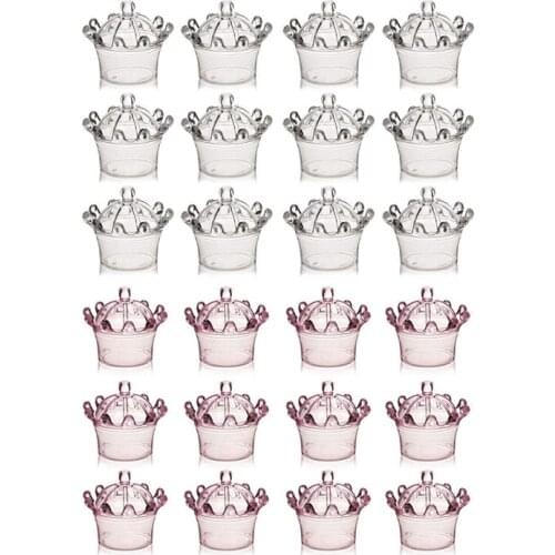 24PCS Candy Boxes, Plastic Mini Dome with Crown Design Party Decoration Clear Plastic Crown Fillable Party Favor Box for Candies