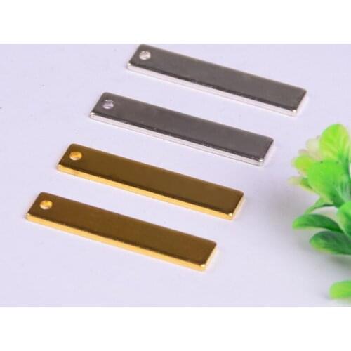 35.1*7.3mm 50pcs Copper Material Silver color Small sticks charms Simple Bar charm for necklaces Long Strip Pendant for DIY