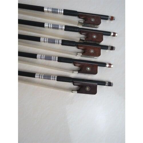 5pcs strong black Carbon fiber viola bow,white bow hair,snakewood frog