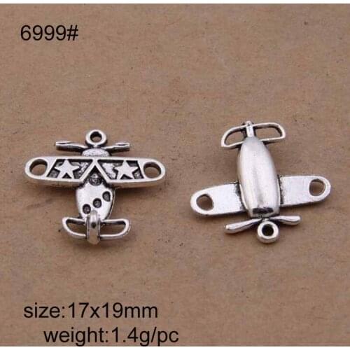 50pcs/lot 17x19mm Antique Silver Zinc Alloy Star Plane Charms Pendants Jewelry Findings